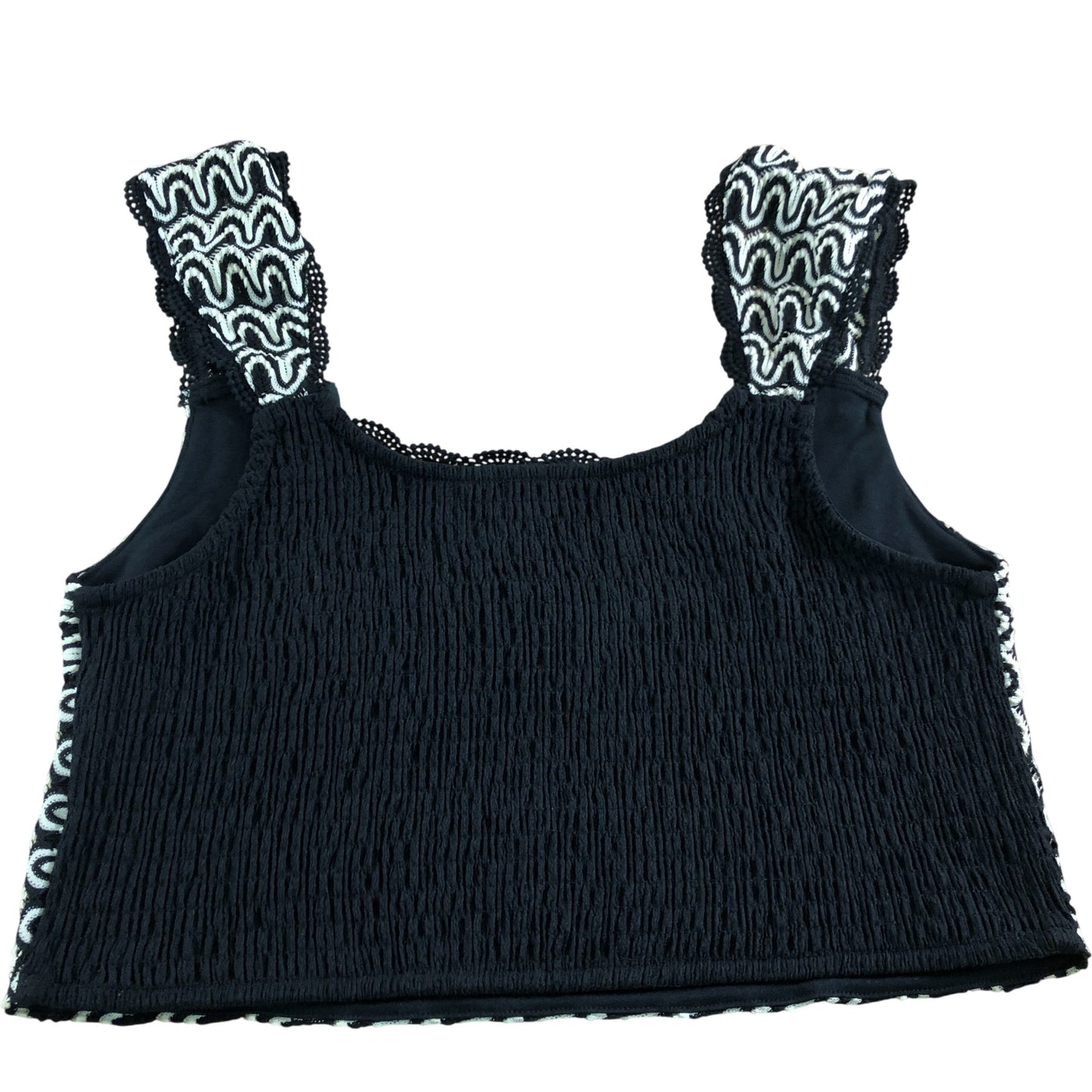 River Island Black And White Patterned Textured Crop Top - Size 14