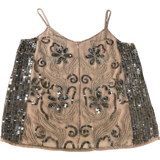 River Island Beaded Cami Top UK12 Women's Pink Floral Embellished Sleeveless