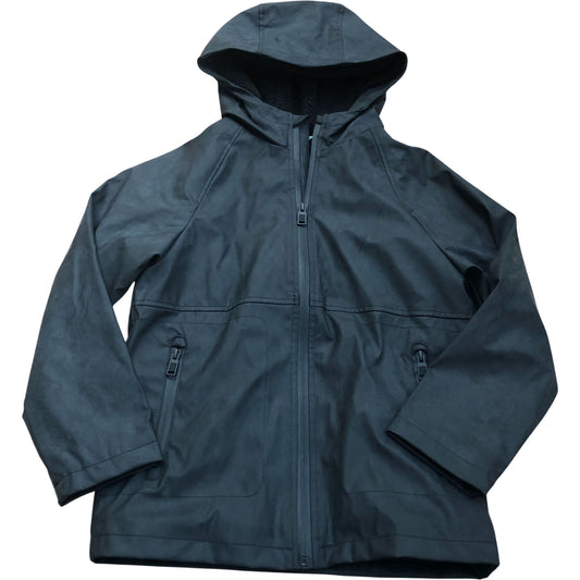 Kids Fleece Lined Shower Resistant Black Hooded Jacket