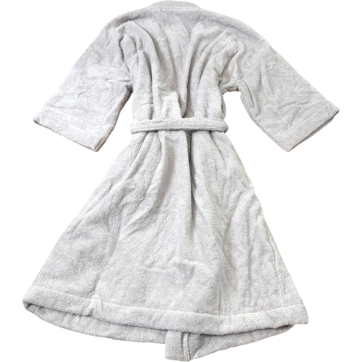 Short Grey Bathrobe Soft Cotton Comfortable Wrap Style Size L