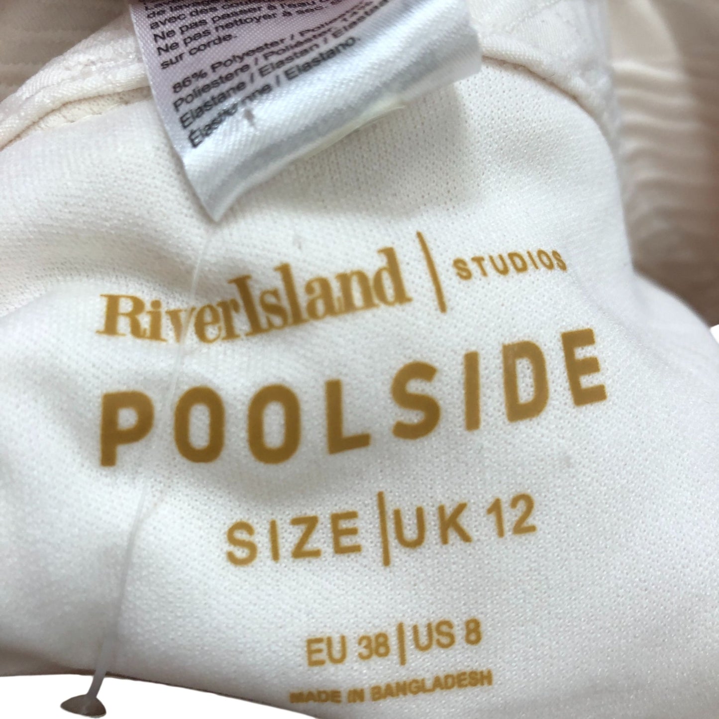 River Island Poolside Swim Briefs Cream Textured Design with Buckle Size 12