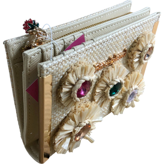 River Island Beige Raffia Gem Flower Purse