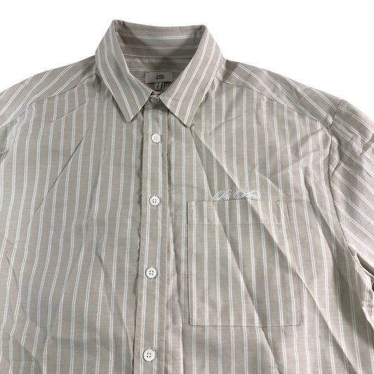 River Island Men's Casual Striped Shirt Size M Beige White Stripes