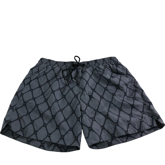 Hugo Boss Swim Shorts Size S Men's Grey Polyester Chain Pattern Quick Dry