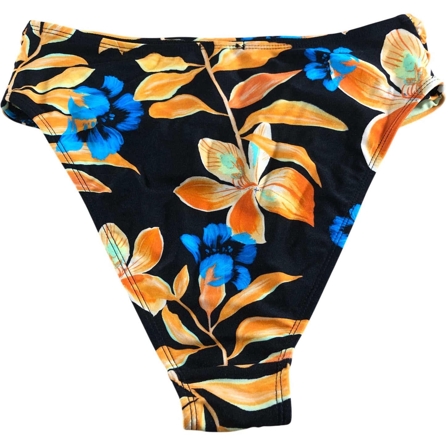 River Island Women's Floral Print High Waisted Bikini Briefs Black Orange Size 6