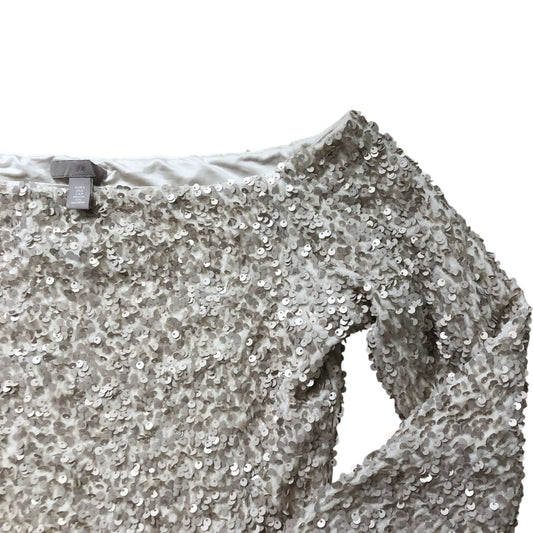 H&M Women Sequin Top Size S Long Sleeve Cream Sparkly Elegant Party Wear