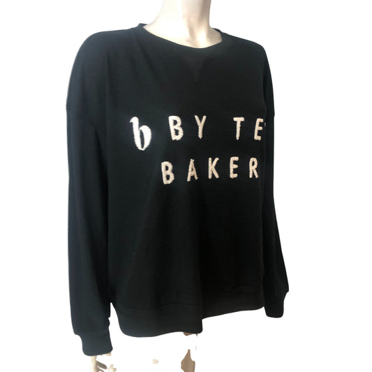 B By Ted Baker Women's UK20 Black Waffle Knit Sweater With Statement Design