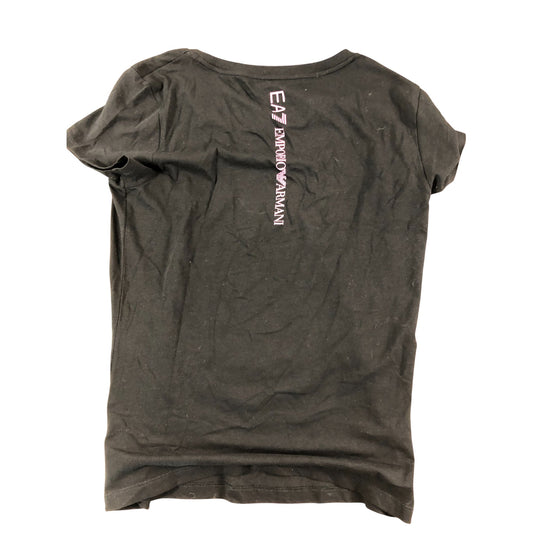 EA7 Emporio Armani Black T-Shirt Size L Women's Casual Cotton Short Sleeve