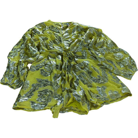 River Island Women's Yellow Floral Metallic Playsuit - Size 6