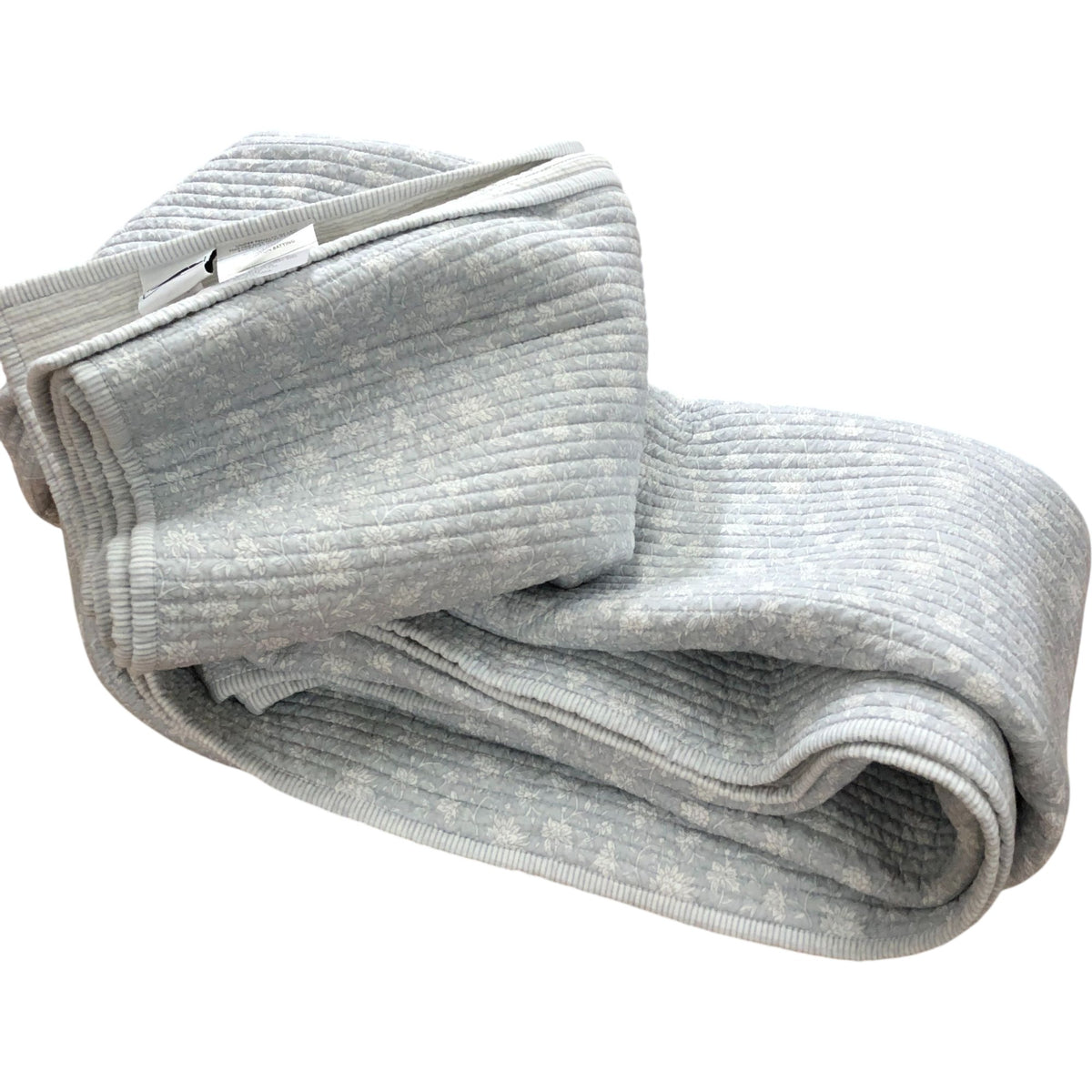 Quilted Cotton Throw Blanket 215x250cm Grey Floral Design