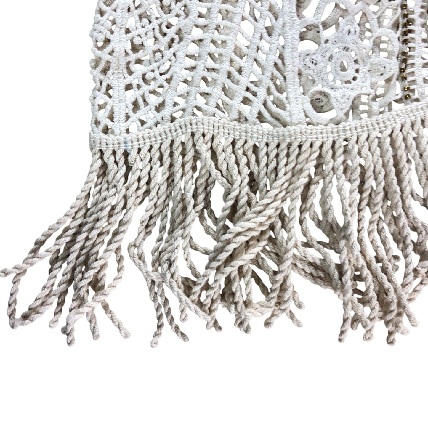 River Island Crochet Beach Cover Up XS Women's Cream Fringed Lace Dress