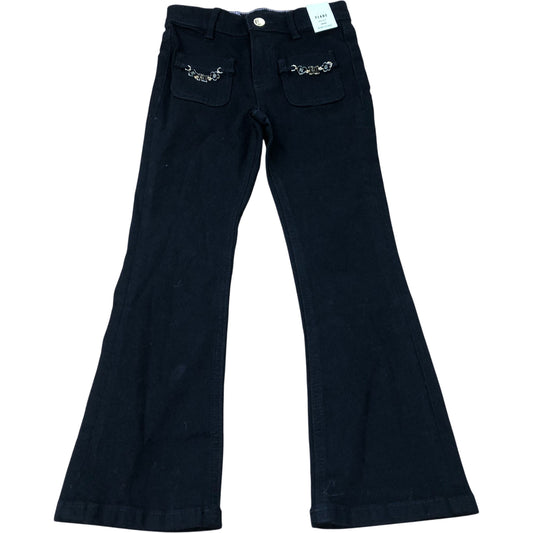 River Island Flare Trousers Girls Black Denim Stretch Stretchy Jeans 7 Years