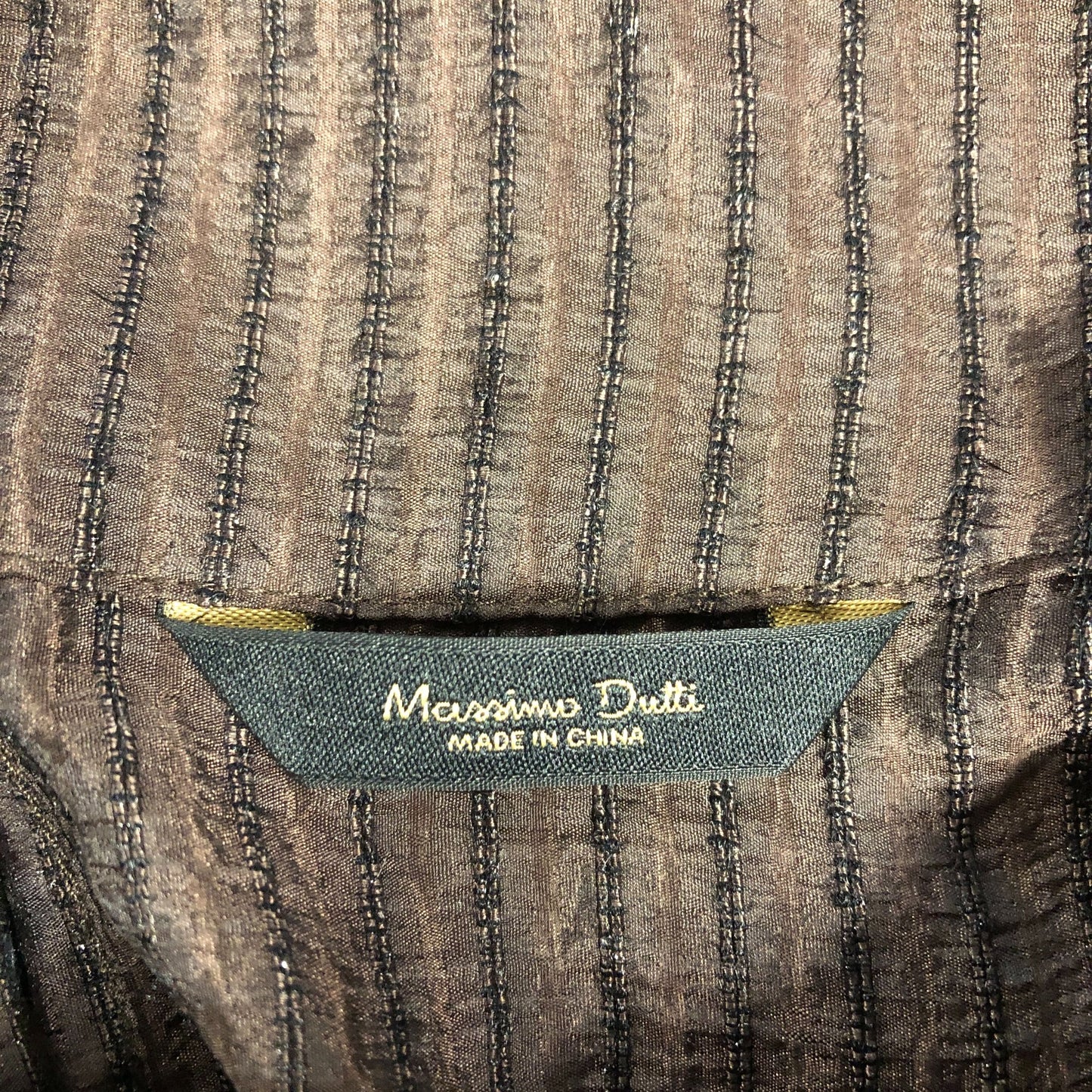 Massimo Dutti Sleeveless Top Women's Striped Silk Blend Dark Brown M UK12-14