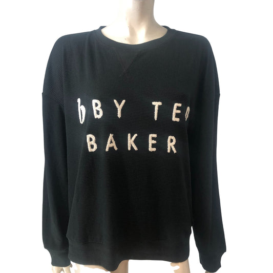 B By Ted Baker Women's UK20 Black Waffle Knit Sweater With Statement Design