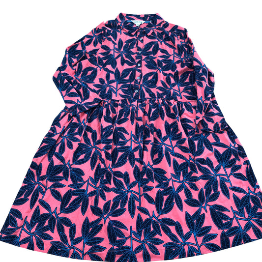Floral Print Dress UK14 Women's Button Down Midi Length Coral