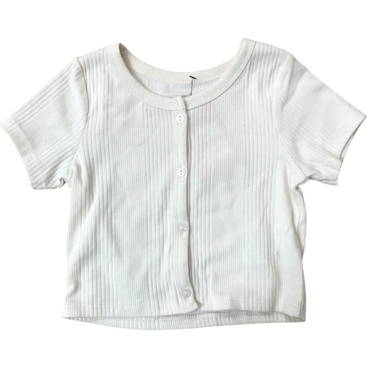 River Island Girls Ivory Ribbed Short Sleeve Top Size UK 5-6 Years Casual Wear