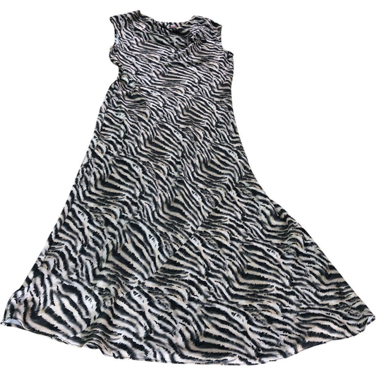 Beige Dress UK12 Women's Maxi Length Zebra Print Sleeveless
