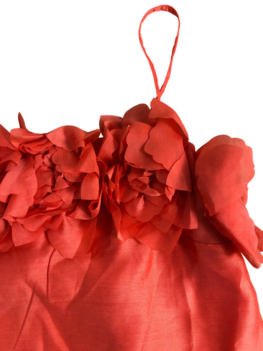 River Island UK12 Women's Floral Strap Camisole Top Bright Orange Summer