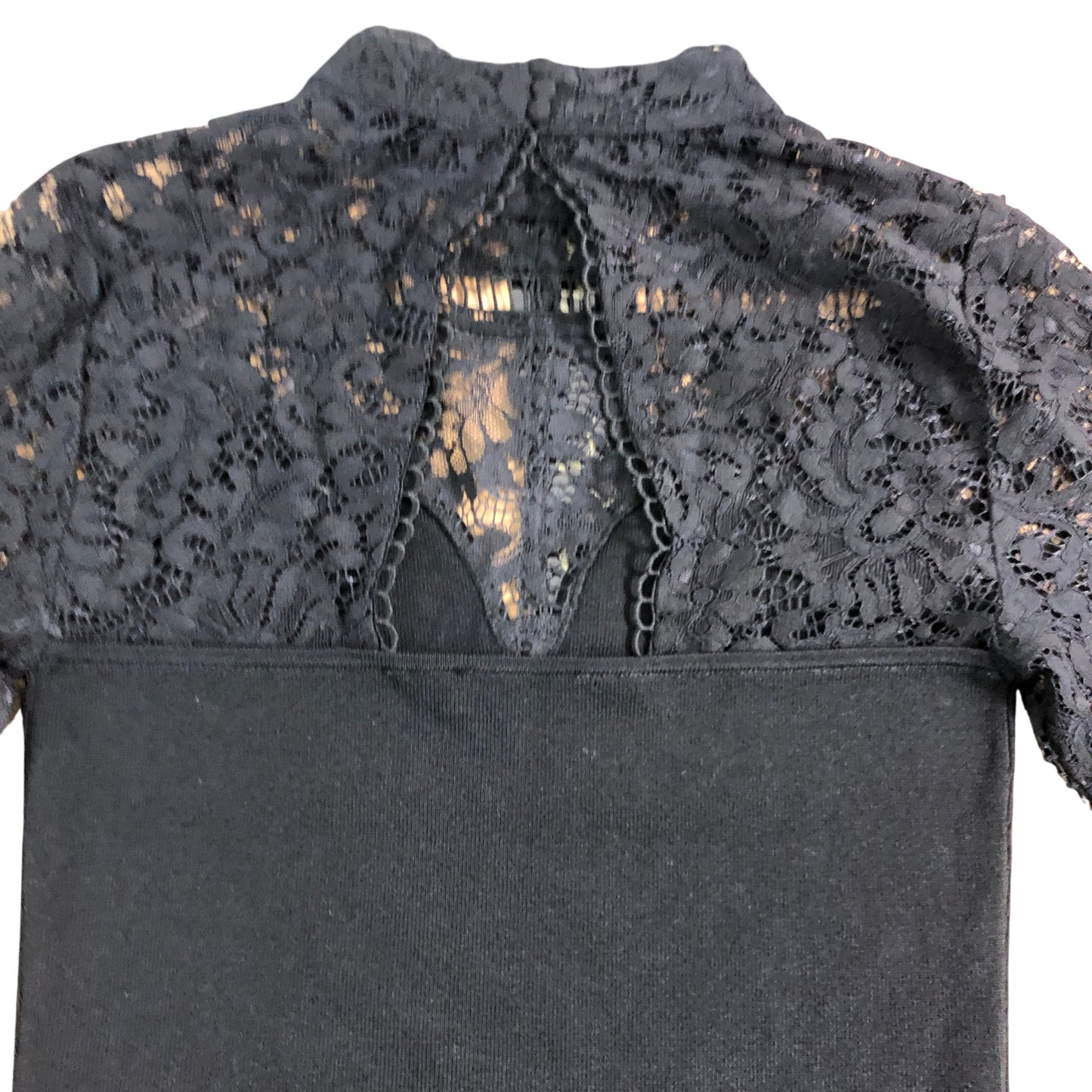 Mint Velvet Black Lace Sleeve Top UK S Women's Elegant Lightweight Blouse