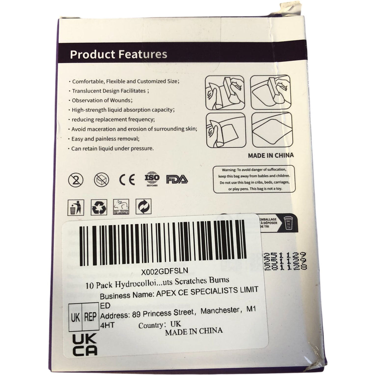 Safirst Thin Hydrocolloid Dressing 10 Pack 2in X 2in Sterile Medical Supplies
