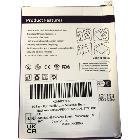Safirst Thin Hydrocolloid Dressing 10 Pack 2in X 2in Sterile Medical Supplies
