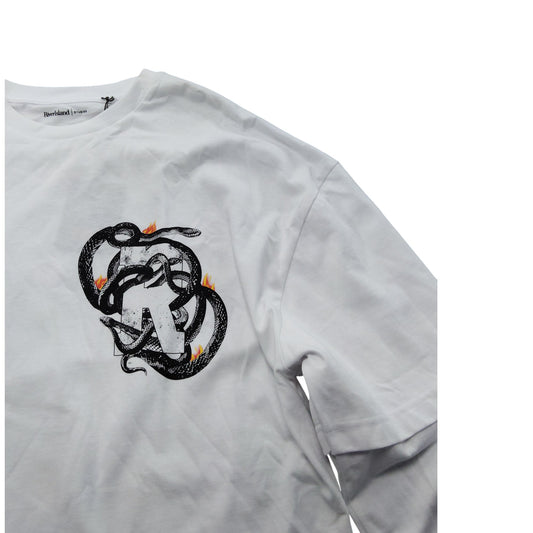 Rivers Island Long Sleeve Shirt UK M Women's Graphic Snake Print White Top