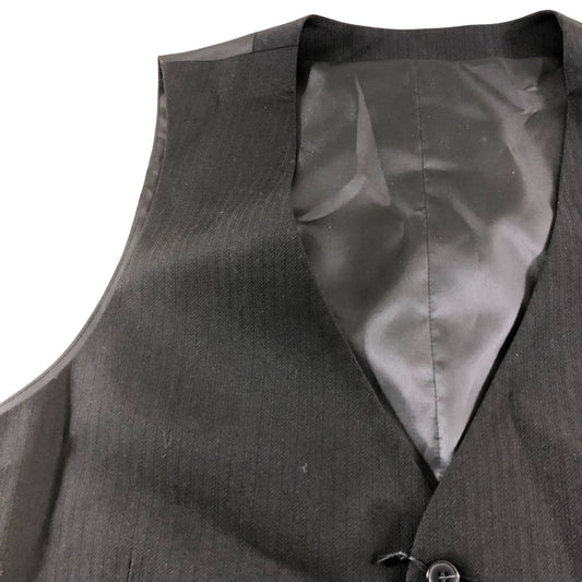 River Island Black Waistcoat Size 46 Men's Tailored Fit Buttoned