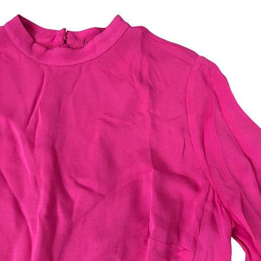 Pink Long Sleeve Maxi Dress With Gathered Sleeves Size 12