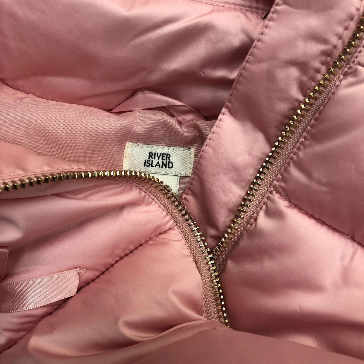 River Island Kids Puffer Jacket Pink with Bows Hooded Outerwear
