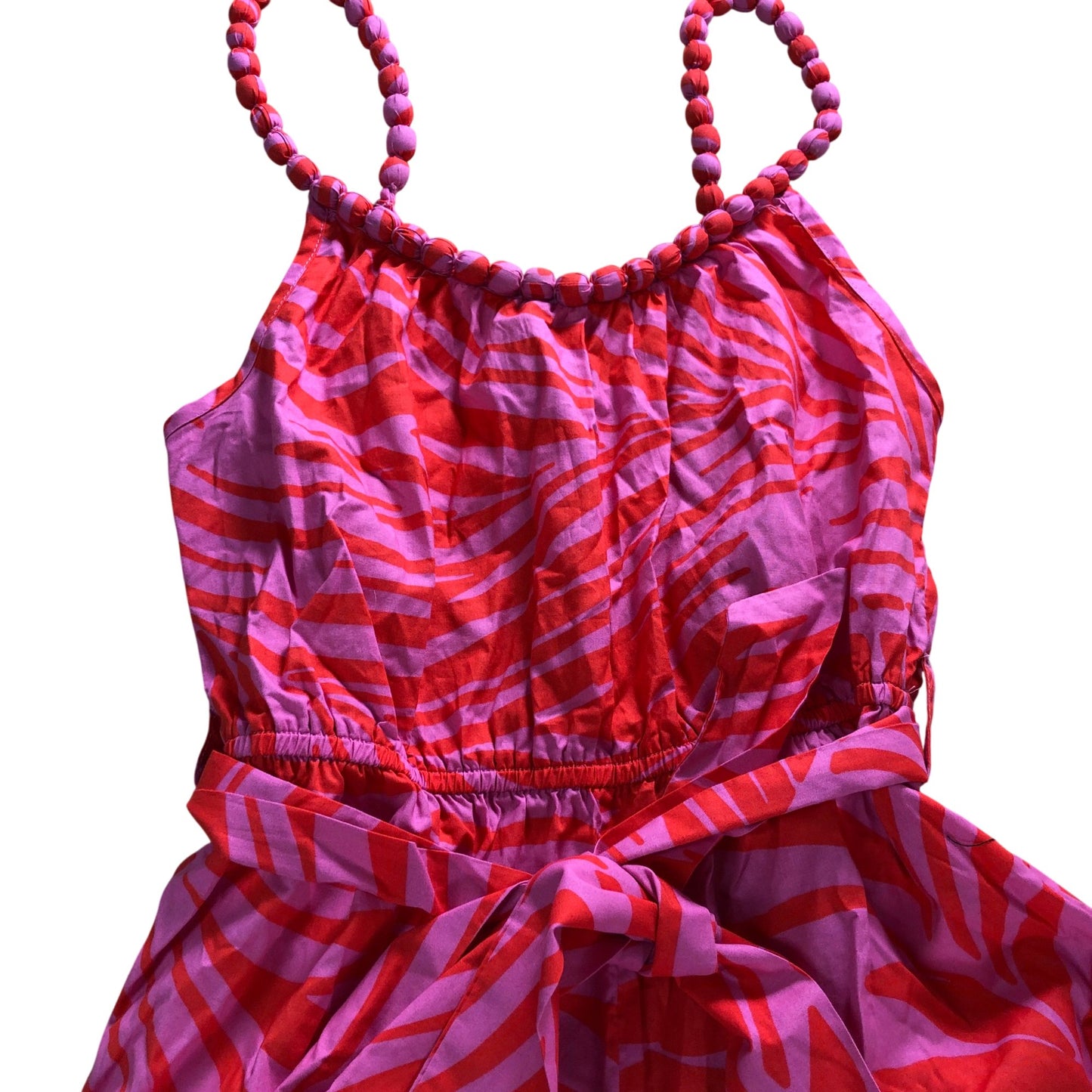 Lipsy London UK6 Women's Cotton Pink Zebra Print Jumpsuit with Bow