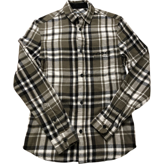 River Island Flannel Shirt XXS Checked Button Up Olive Green