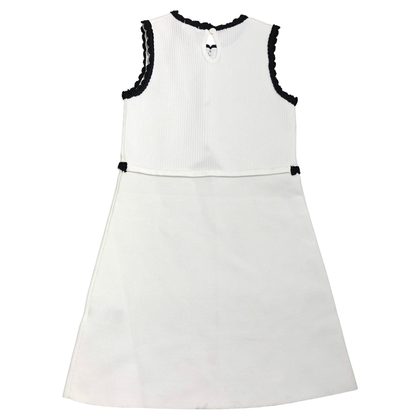 River Island Mini Girls Dress 4-5 Years White Ribbed Style With Black Trim