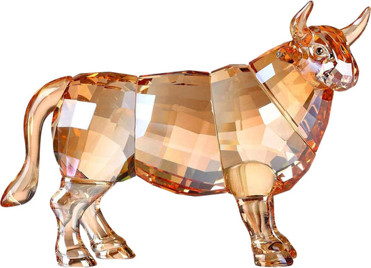 Gold Crystal Bull Figurine Art Glass Decorative Sculpture Unique Gift Home Decor