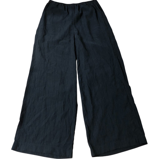 Women's Black Wide Leg Trousers Viscose Blend Casual Pants Size 12