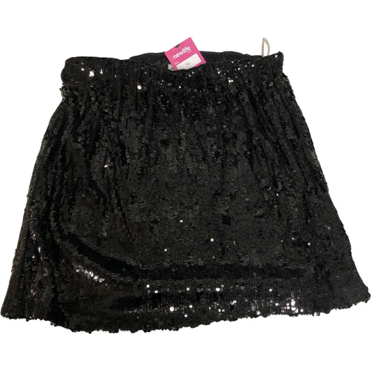 Black Sequin Mini Skirt UK14 Women's Party Wear Elasticated Waist