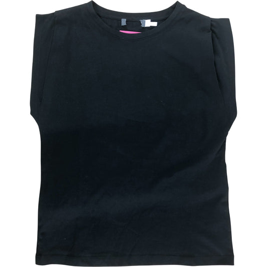 Branded Black T-Shirt Women's Cotton Short Sleeve Top UK6