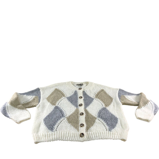 River Island XL Women's Cardigan Cream Grey Chunky Knit Button Up