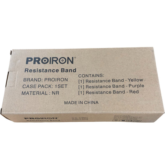 Proiron Resistance Band Set Yellow Purple Red Strength Training Exercise 18-54KG