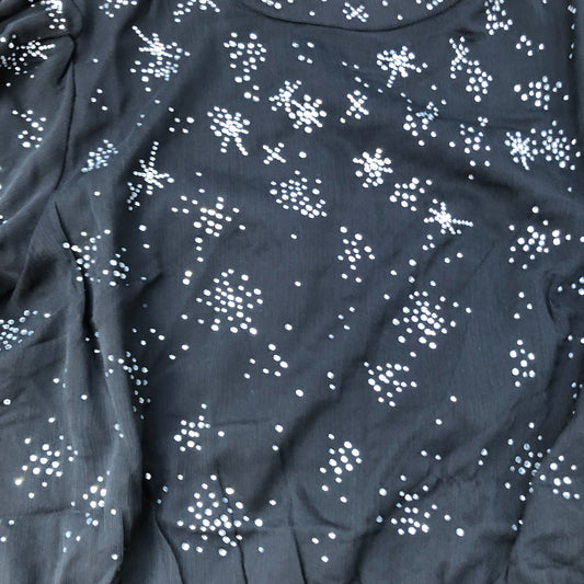 Black Dress Size 12 Women Embellished Short Puff Sleeve Stylish