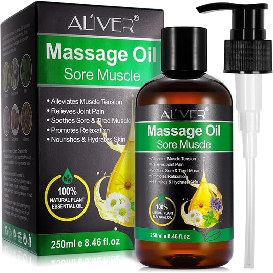 ALIVER Sore Muscle Massage Oil 250ml 100% Natural Essential Oil Relaxation