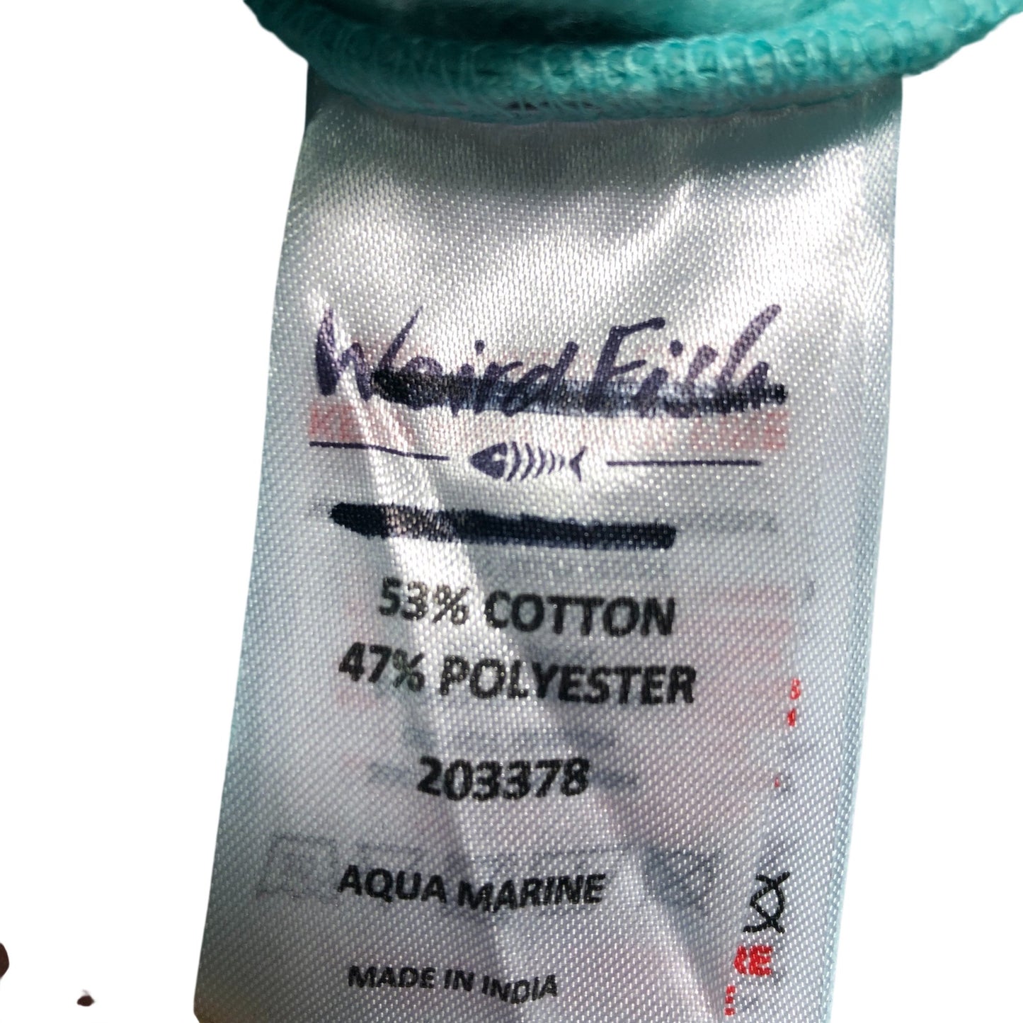 Weird Fish Aqua Marine Hoodie Size 12 Women's Cotton Blend with Logo