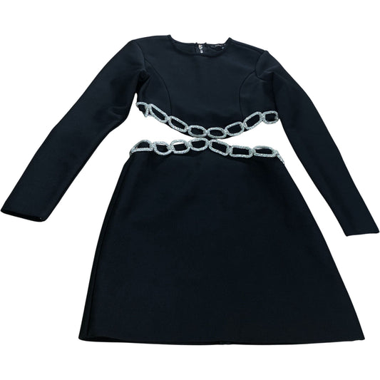 River Island Mini Dress UK Size Small Women's Black Long Sleeve Beaded