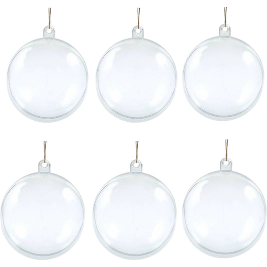 Fill Your Own Clear Christmas Decorations Baubles Set of 6