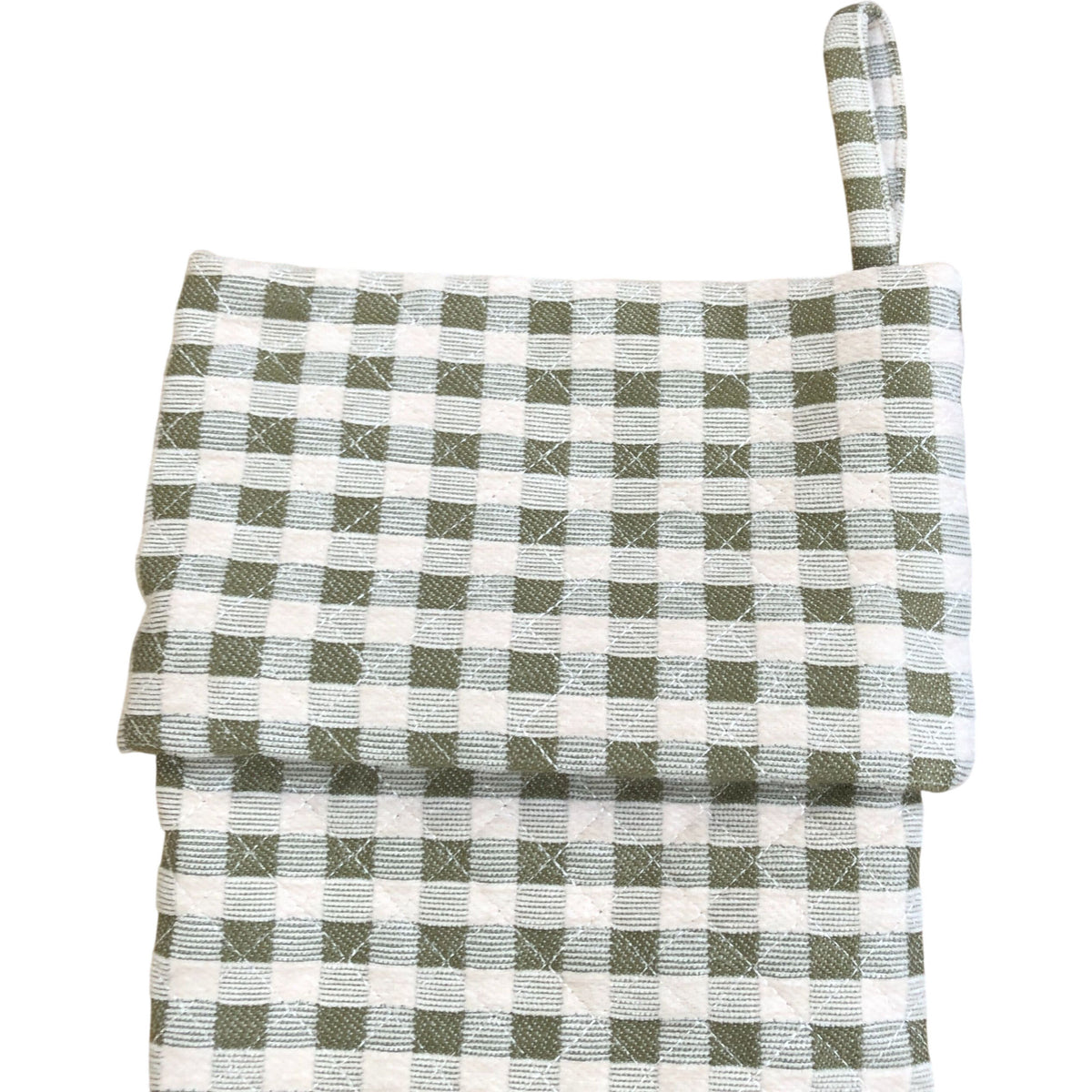 Green & White Check Christmas Stocking Holiday Décor 21"
