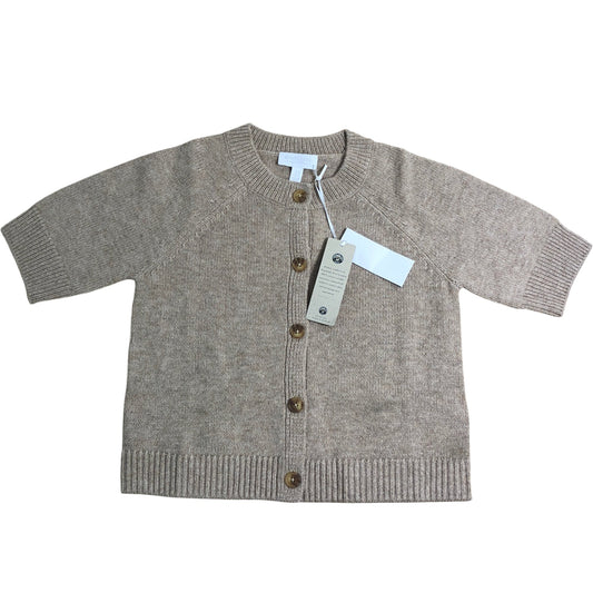 White Label Short Sleeved Cropped Cardigan XS Women Wool Beige