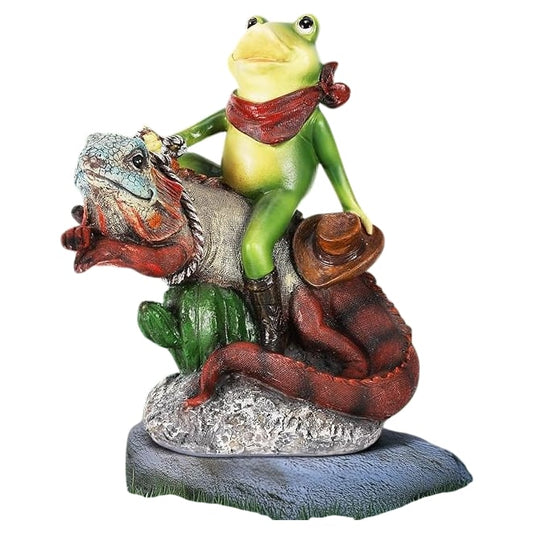 Kinberry Frog Cowboy Statue Garden Décor Fun Ornament Ideal Gift for Garden 9"