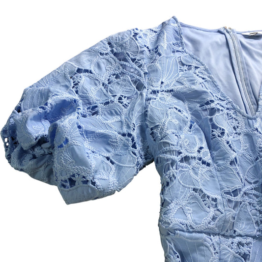 Joanna Hope Lace Dress UK18 Women's Blue Fluted Sleeve Tie Waist Elegant