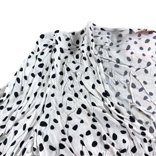 Dancing Leopard UK14 Women's Cropped Blouse White Polka Dot