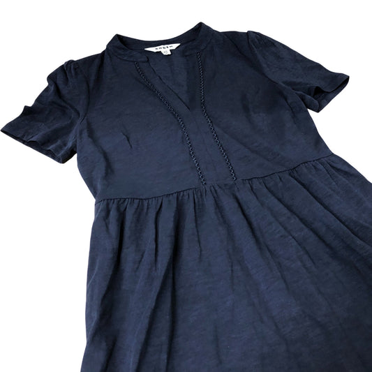 Short Sleeve Dress Women's Navy Blue Tencel Cotton Blend UK8
