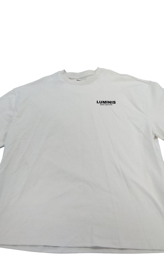 River Island Oversized Fit T-Shirt Luminis Saint-Antoine White Cotton UK L